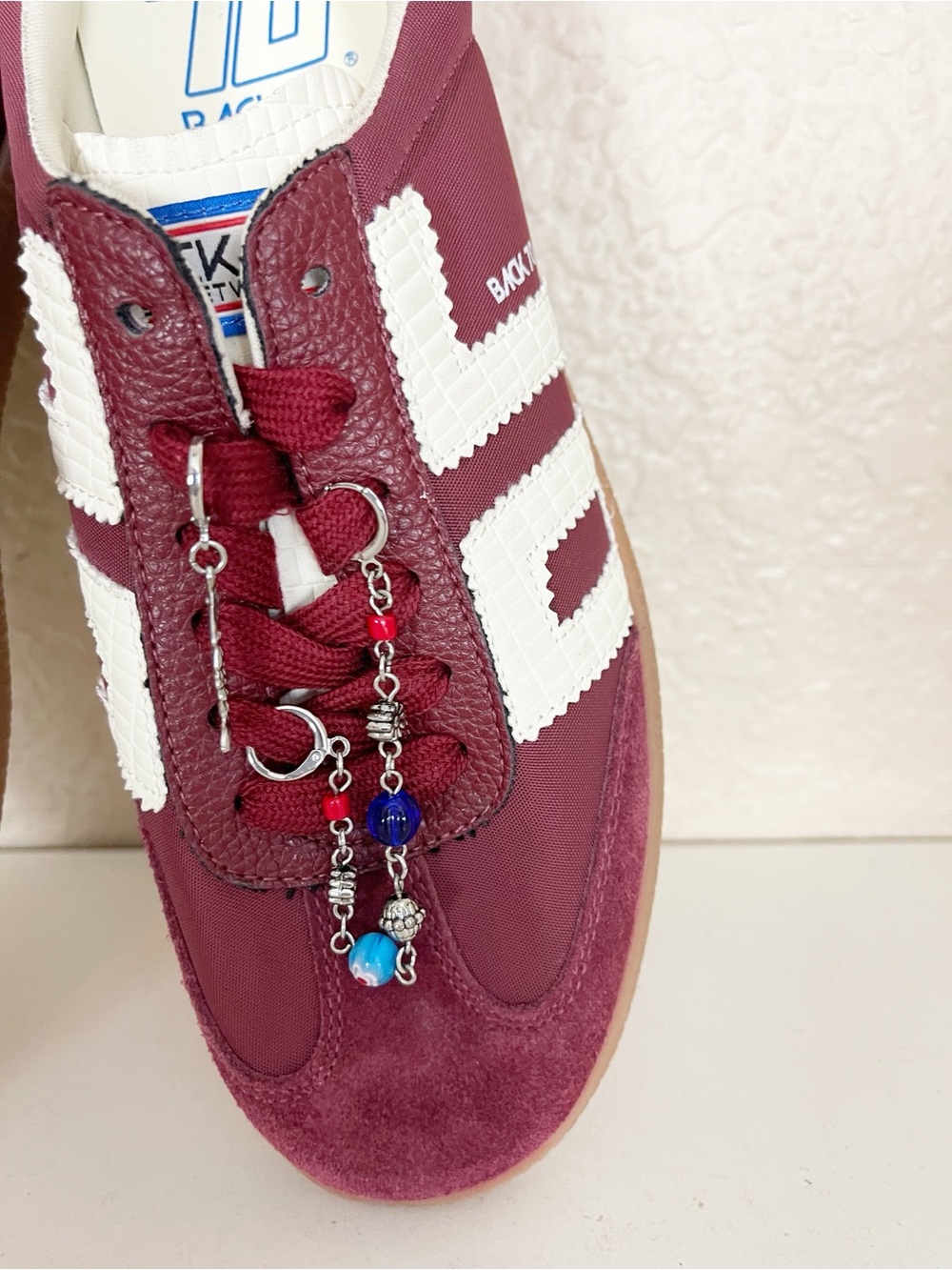 Back 70 Ghost sneaker Burgundy & White Retro Trainer - Picture 6 of 13